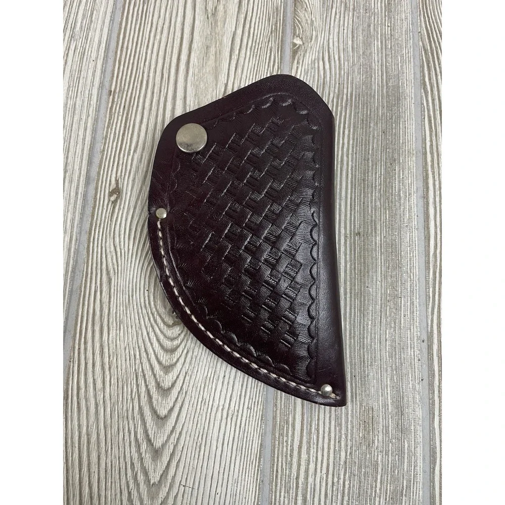 Soovill MFG Leather Holster Belt Carry 6.5in Basket Weave Burgundy Sheath Case